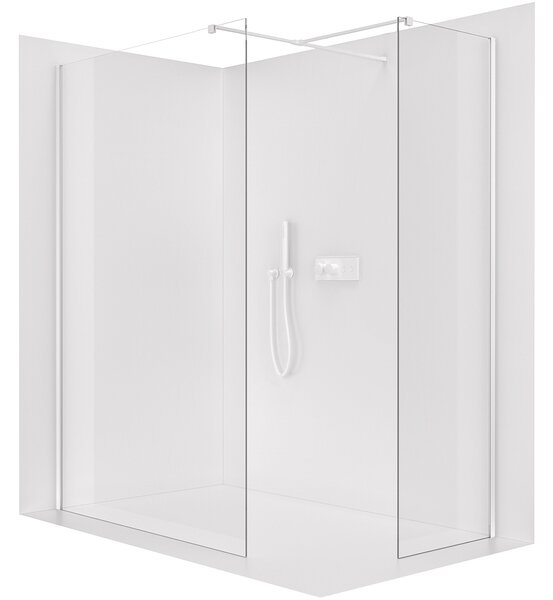 CERANO - Sprchová zástena Walk-in Onyx T L/P - 8 mm - hranatá vzpera - matná biela, transparentné sklo - 30x30x200 cm