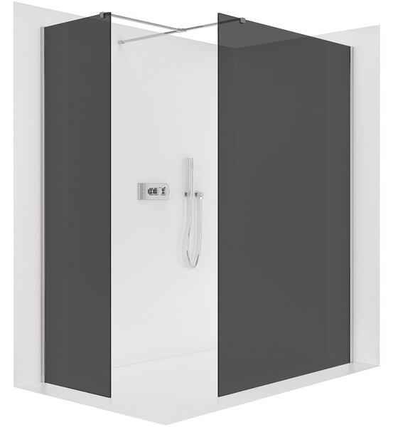 CERANO - Sprchová zástena Walk-in Onyx T L/P - 8 mm - hranatá vzpera - chróm, grafitové sklo - 140x140x200 cm
