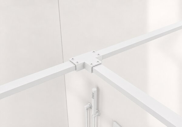 CERANO - Sprchová zástena Walk-in Onyx T L/P - 8 mm - hranatá vzpera - matná biela, industriálne sklo - 90x90x200 cm