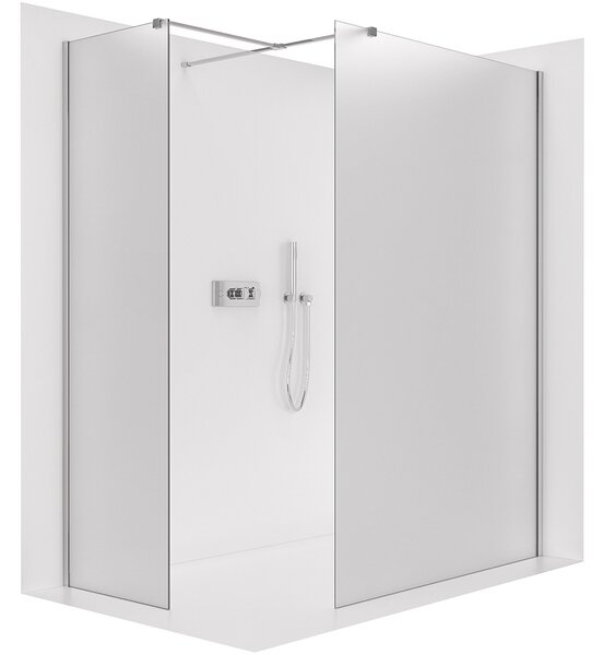 CERANO - Sprchová zástena Walk-in Onyx T L/P - 8 mm - hranatá vzpera - chróm, mliečne sklo - 60x30x200 cm