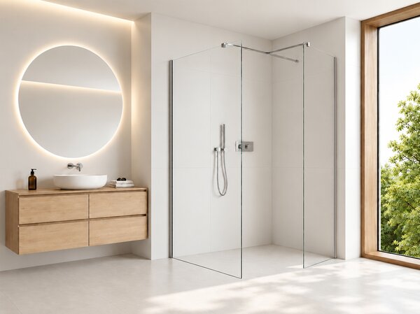CERANO - Sprchová zástena Walk-in Onyx T L/P - 8 mm - hranatá vzpera - chróm, číre sklo - 40x40x200 cm