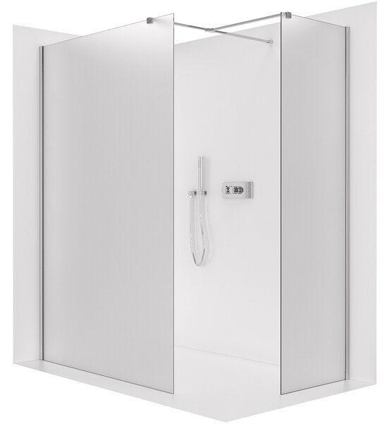 CERANO - Sprchová zástena Walk-in Onyx T L/P - 8 mm - hranatá vzpera - chróm, mliečne sklo - 60x30x200 cm