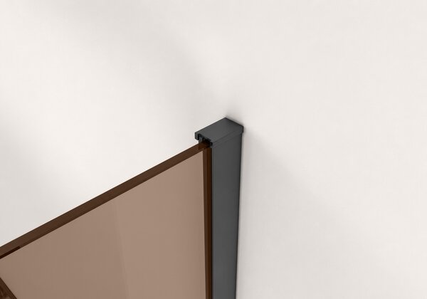 CERANO - Sprchová zástena Walk-in Onyx T L/P - 8 mm - hranatá vzpera - matná čierna, bronzové sklo - 50x50x200 cm
