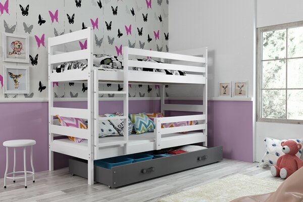 Poschodová posteľ ERIK 2 - 160x80cm - Biela - Grafitová (Najmenšia varianta 160x80cm)