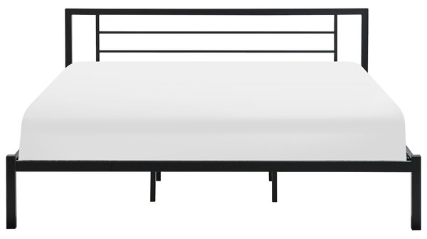 Posteľ kovová čierna 180 x 200 cm rám postele s roštom moderná spálňa industriálny dizajn