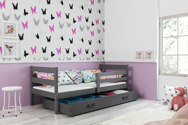 Detská jednolôžková posteľ ERYK | sivá Farba: Sivá / sivá, Rozmer.: 190 x 80 cm