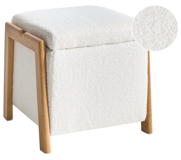 Taburetka s úložným priestorom biela buklé čalúnenie úložný puf taburet glamour retro štýl obývacia izba spálňa