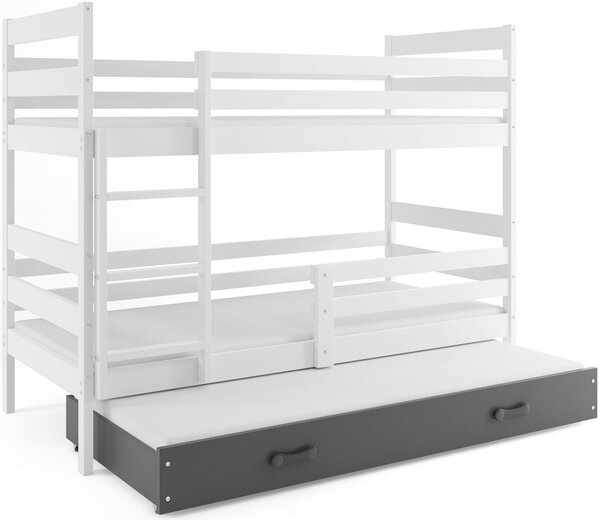 BMS Detská poschodová posteľ s prístelkou ERYK biela Veľkosť spacej plochy: 190x80 cm, Doplňujúca farba postele: Ružová
