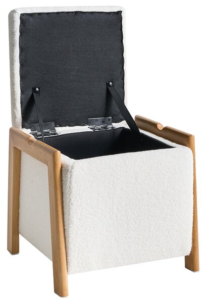 Taburetka s úložným priestorom biela buklé čalúnenie úložný puf taburet glamour retro štýl obývacia izba spálňa