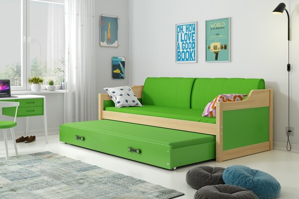 BMS Group Detská posteľ s prístelkou DÁVID 190 x 80 cm borovica zelená