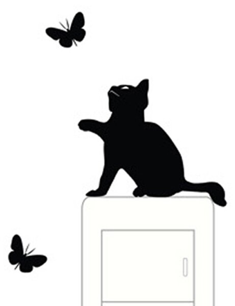 PIPPER | Samolepka na vypínač "Mačka s motýľmi" 9x11 cm