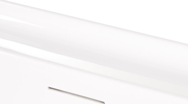 Vaňa k stene biela akrylátová 170 x 80 cm zaoblené hrany lesklý povrch s prepadom moderný štýl kúpeľňa