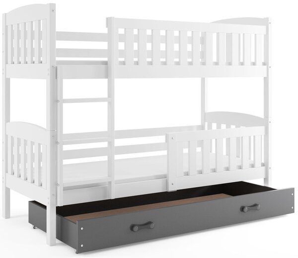 Detská poschodová posteľ KUBUŠ | biela Farba: biela / sivá, Rozmer.: 190 x 80 cm