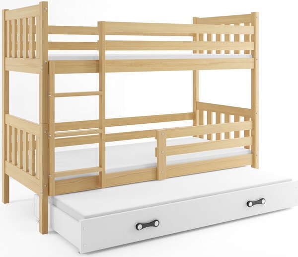 Detská poschodová posteľ s prístelkou CARINO 3 | 80 x 190 cm Farba: Borovica / biela
