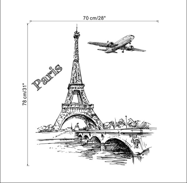 Samolepka na stenu "Paríž 3" 78x70 cm