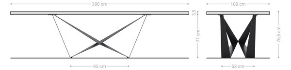 DELIFE Jedálenský stôl Edge 300x100 XL akácia prírodná Spider plochá oceľ nerezová oceľ Live-Edge