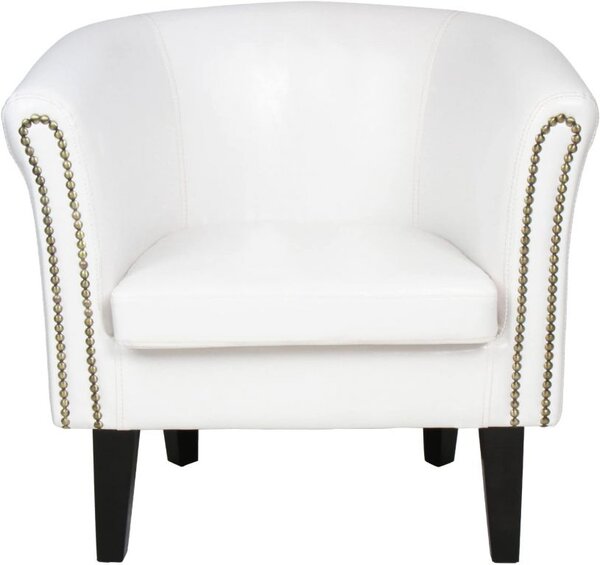 MIADOMODO kreslo Chesterfield s taburetom - biela