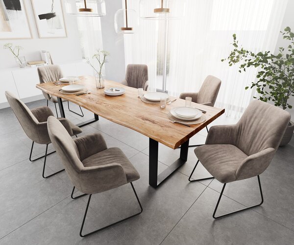 DELIFE Jedálenský stôl Edge 260x100 XL akácia prírodná kov čierny Live-Edge