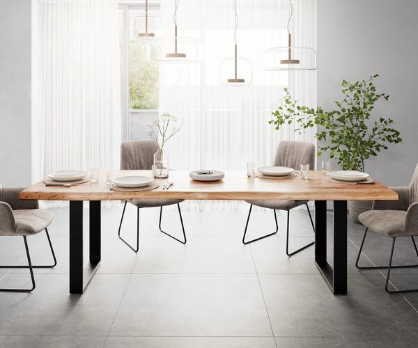 DELIFE Jedálenský stôl Edge 260x100 XL akácia prírodná kov čierny Live-Edge