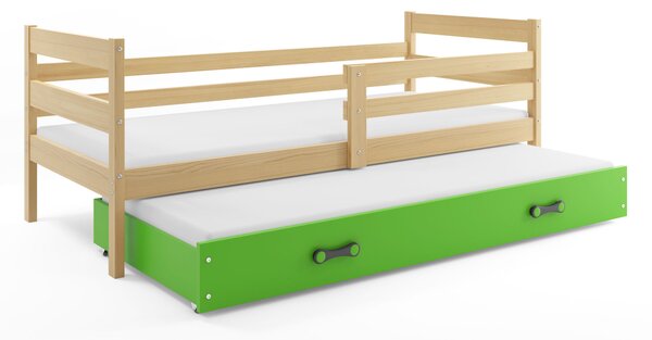 HRUŠKA Posteľ s prístelkou ERIK 2 - 190x80cm Borovica - Zelený