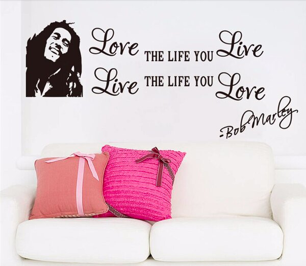 Samolepka na stenu "Miluj život - Bob Marley" 30x70cm
