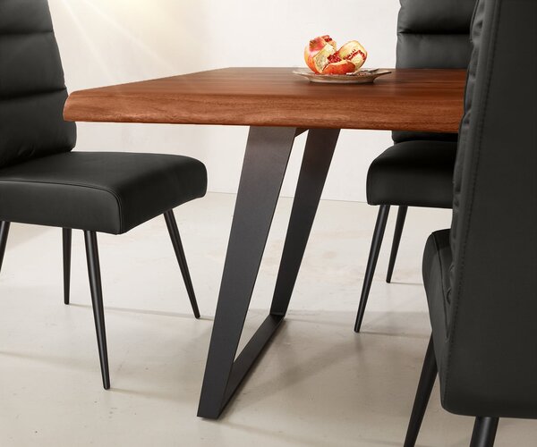 DELIFE Jedálenský stôl Edge 260x100 XL akácia hnedá kov šikmý Live-Edge