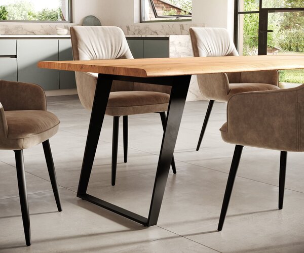 DELIFE Jedálenský stôl Edge 300x100 XL akácia prírodná kov šikmý Live-Edge