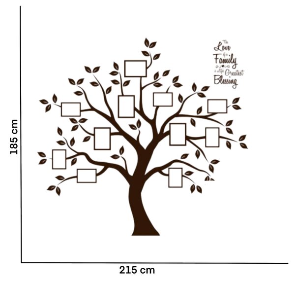 185x215cm Strom s fotkami 3 hnedý - nálepka na stenu