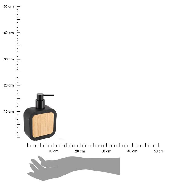 Dávkovač mydla Tempesti, čierna/s drevenými prvkami, 350 ml