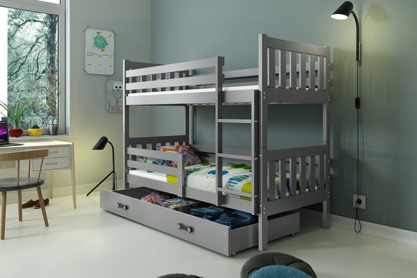 BMS Detská poschodová posteľ s úložným priestorom CARINO 190x80 grafit Farba šuplíku: Grafit