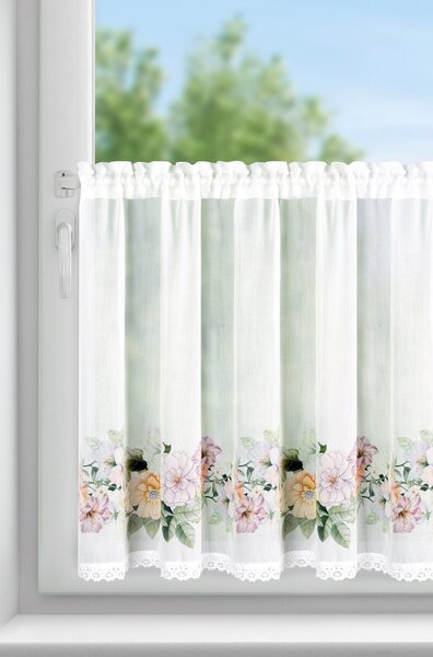 KRÁTKA ZÁCLONA NA PÁSKE FLOWERY 150X60 CM KVETY