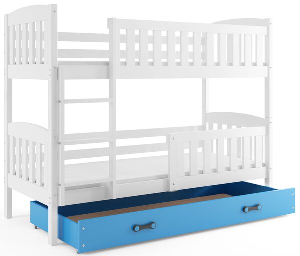 Detská poschodová posteľ KUBUŠ | biela Farba: biela / modrá, Rozmer.: 200 x 90 cm