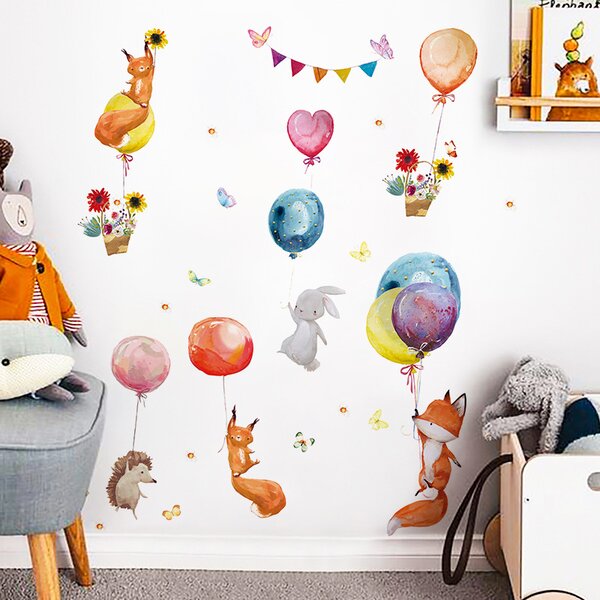 Samolepka na stenu "Zvieratká s balónmi 3" 100x107 cm