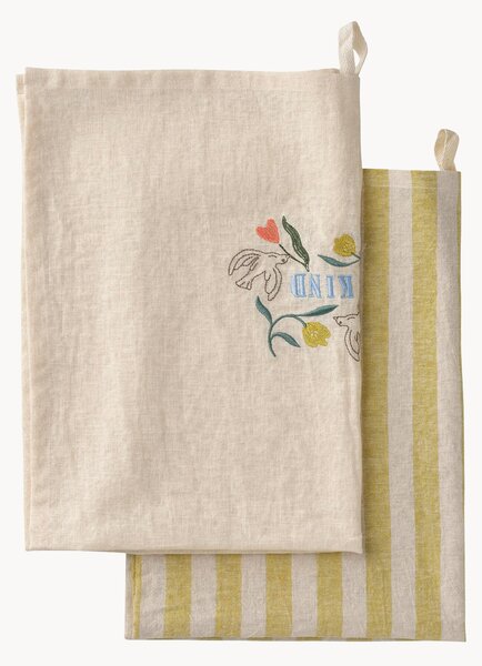 Pruhované kuchynské utierky z ľanovej zmesi Elly, 2 ks