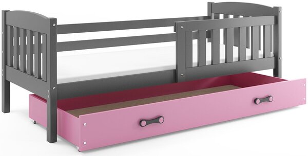 Detská posteľ KUBUŠ 1 s úložným priestorom | sivá Farba: Sivá / ružová, Rozmer.: 160 x 80 cm