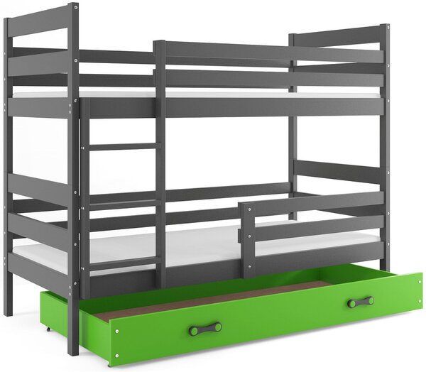 Detská poschodová posteľ ERYK | sivá Farba: Sivá / zelená, Rozmer.: 160 x 80 cm