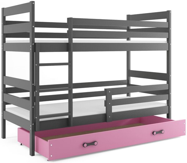Detská poschodová posteľ ERYK | sivá Farba: Sivá / ružová, Rozmer.: 200 x 90 cm