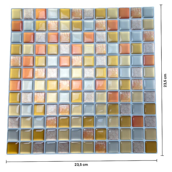 23,5x23,5cm Nalepovací obklad - 3D mozaika - Oranžové štvorce