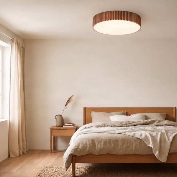 Lindby Stropné svietidlo Zoey, Ø 52 cm, farba taupe, ľan, Hnedá / hrdzavá, Obývacia izba / jedáleň, Textil / látka / hodváb, Moderný, Závesné svietidlo