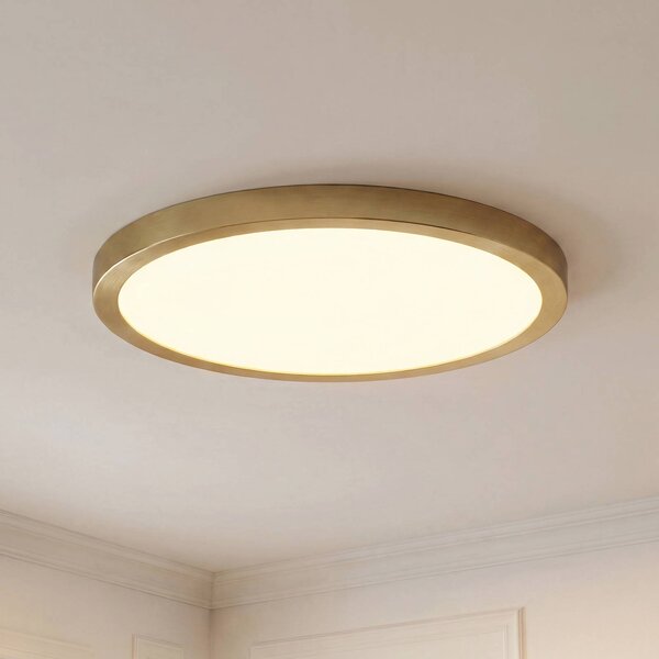 Lindby Stropné LED svetlo Sorela, Ø 40 cm, zlaté, stmievateľné, Mosadz / zlato, Obývacia izba / jedáleň, kov, Moderný, Závesné svietidlo