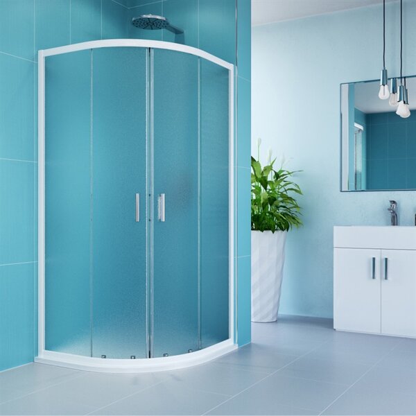Mereo Kora sprchový set: sprchovací kút R550, biely ALU, sklo Grape, 90 cm, vanička, sifón