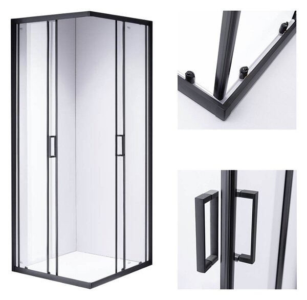 BPS-koupelny Štvorcový sprchový kút BL30C 100x100 čierna/transparent - bez vaničky