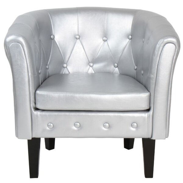 MIADOMODO Kreslo Chesterfield, 58 x 71 x 70 cm, strieborné