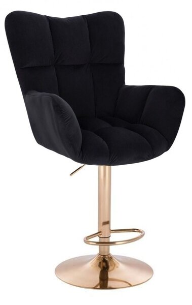 LuxuryForm DESIGN Barové kreslo AURORA VELUR na zlatom tanieri - čierne