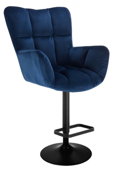 LuxuryForm DESIGN Barové kreslo AURORA VELUR na čiernom tanieri - modré