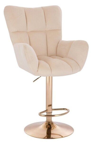 LuxuryForm DESIGN Barové kreslo AURORA VELUR na zlatom tanieri - krémové