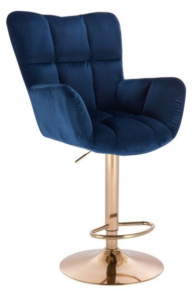 LuxuryForm DESIGN Barové kreslo AURORA VELUR na zlatom tanieri - modré