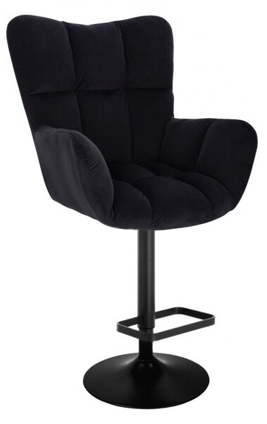 LuxuryForm DESIGN Barové kreslo AURORA VELUR na čiernom tanieri - čierne