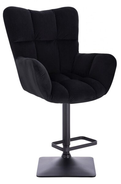 LuxuryForm DESIGN Barové kreslo AURORA VELUR na čiernej hranatej podstave - čierne