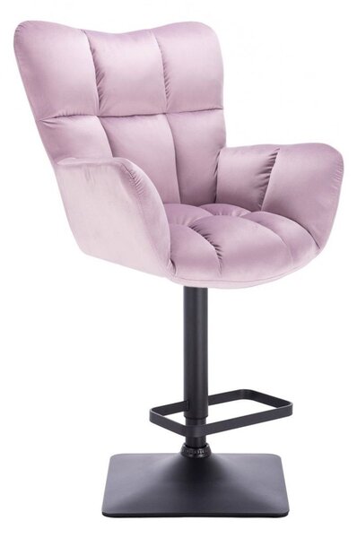 LuxuryForm DESIGN Barové kreslo AURORA VELUR na čiernej hranatej podstave - levanduľa